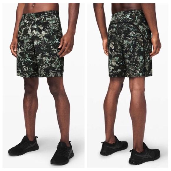 Lululemon Men’s Pace Breaker Lined Shorts 9” L Camo Green Multi - Picture 1 of 5